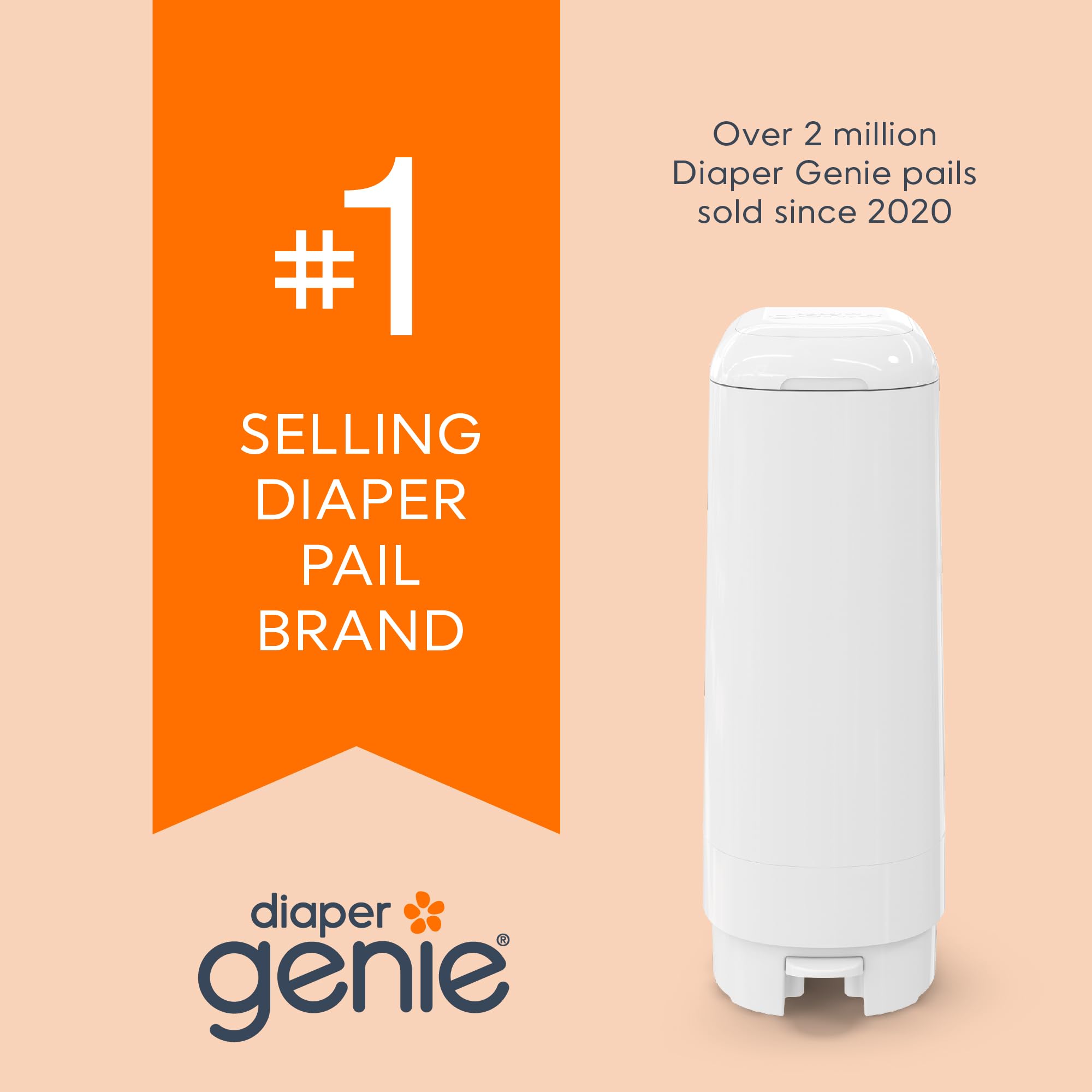 Diaper Genie rollo instalado en pail en cuarto de bebé para ambiente más fresco