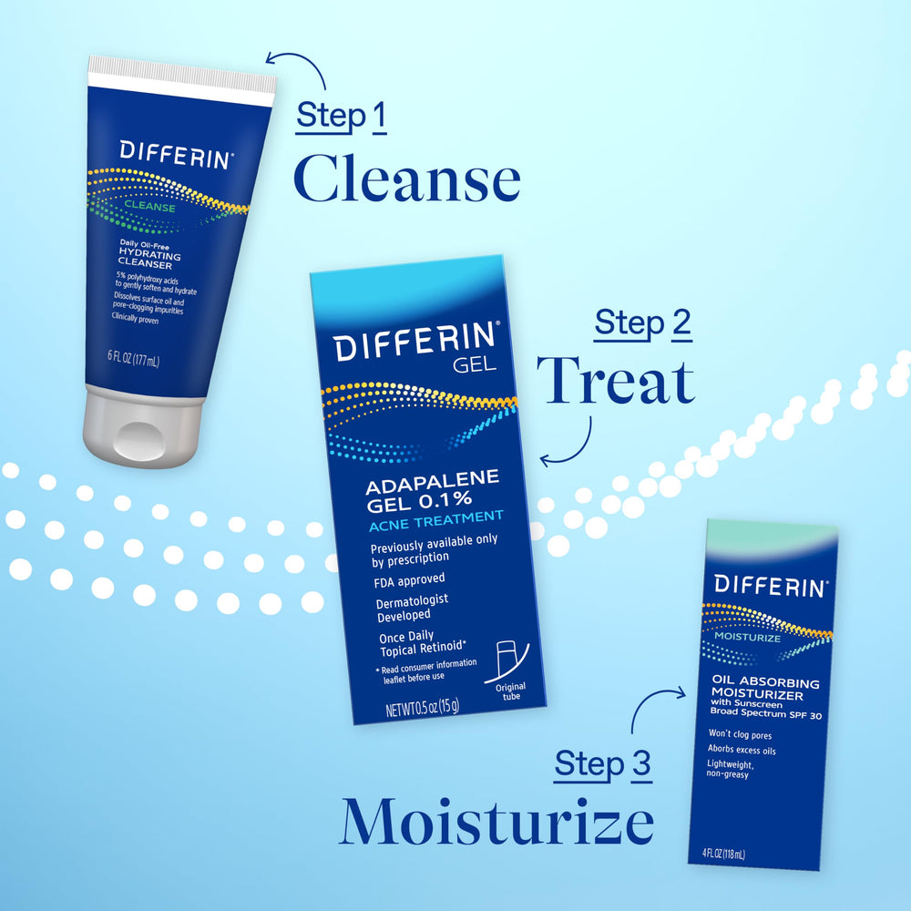 Envase Differin gel con sello libre de aceite y sin fragancia, beneficio: apto para rutinas sensibles