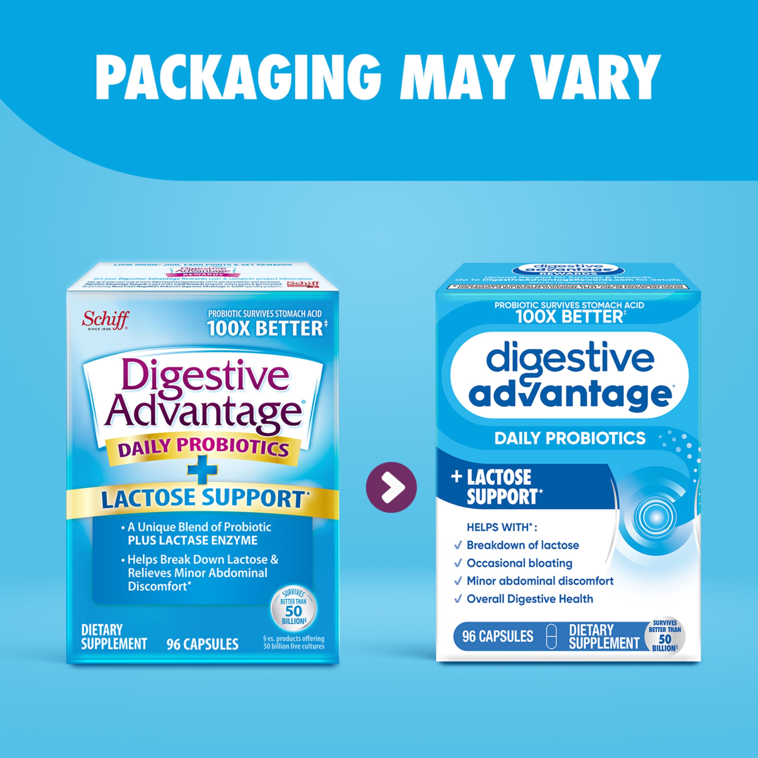 Cápsula Digestive Advantage en mano para apreciar tamaño y dosis