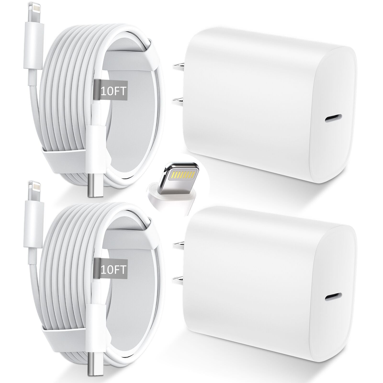 DiHines front packaging showing two 20W chargers and cables for fast charging convenience
