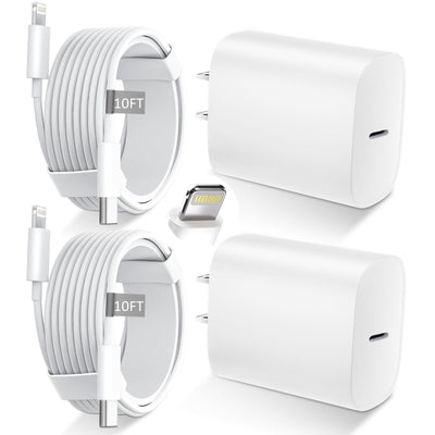DiHines front packaging showing two 20W chargers and cables for fast charging convenience