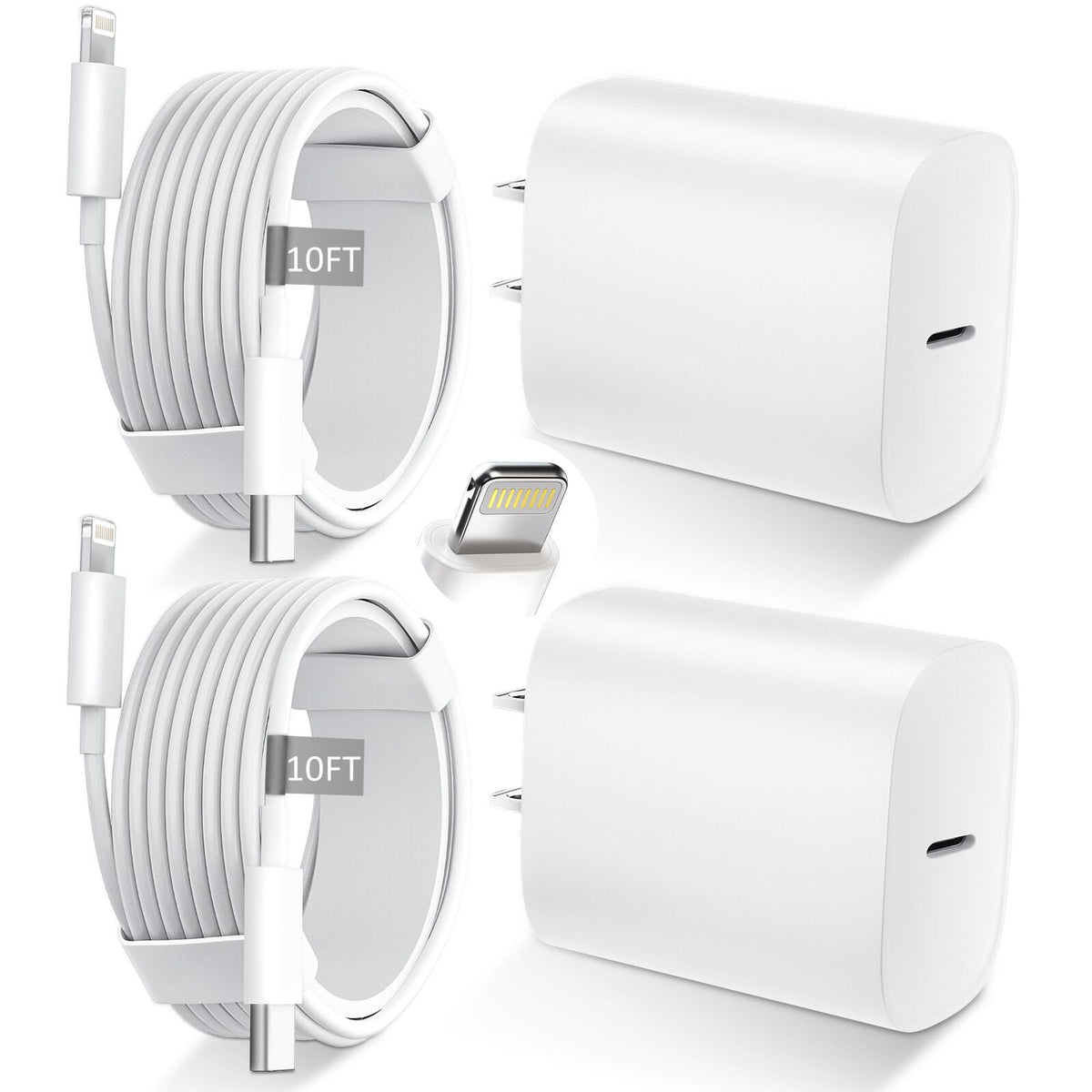 DiHines front packaging showing two 20W chargers and cables for fast charging convenience