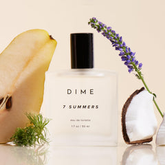 DIME 7 Summers side label highlighting clean, vegan ingredients