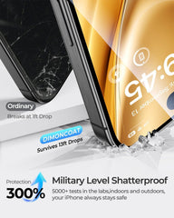DIMONCOAT glass edge detail highlighting reinforced impact resistance for safer drops