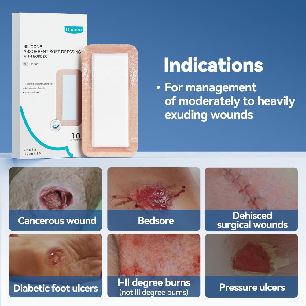 Dimora dressing applied to leg ulcer illustrating secure fit and comfort