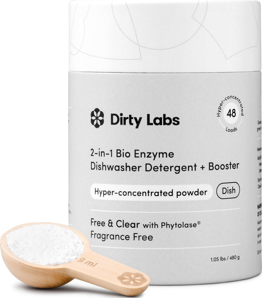 Dirty Labs envase frontal mostrando diseño y beneficio de limpieza potente