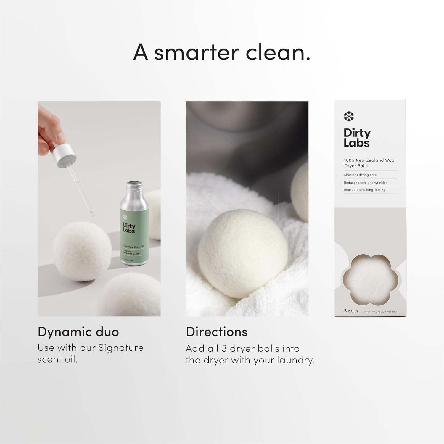 Dirty Labs bolas entre ropa de bebé cuidando piel sensible y telas
