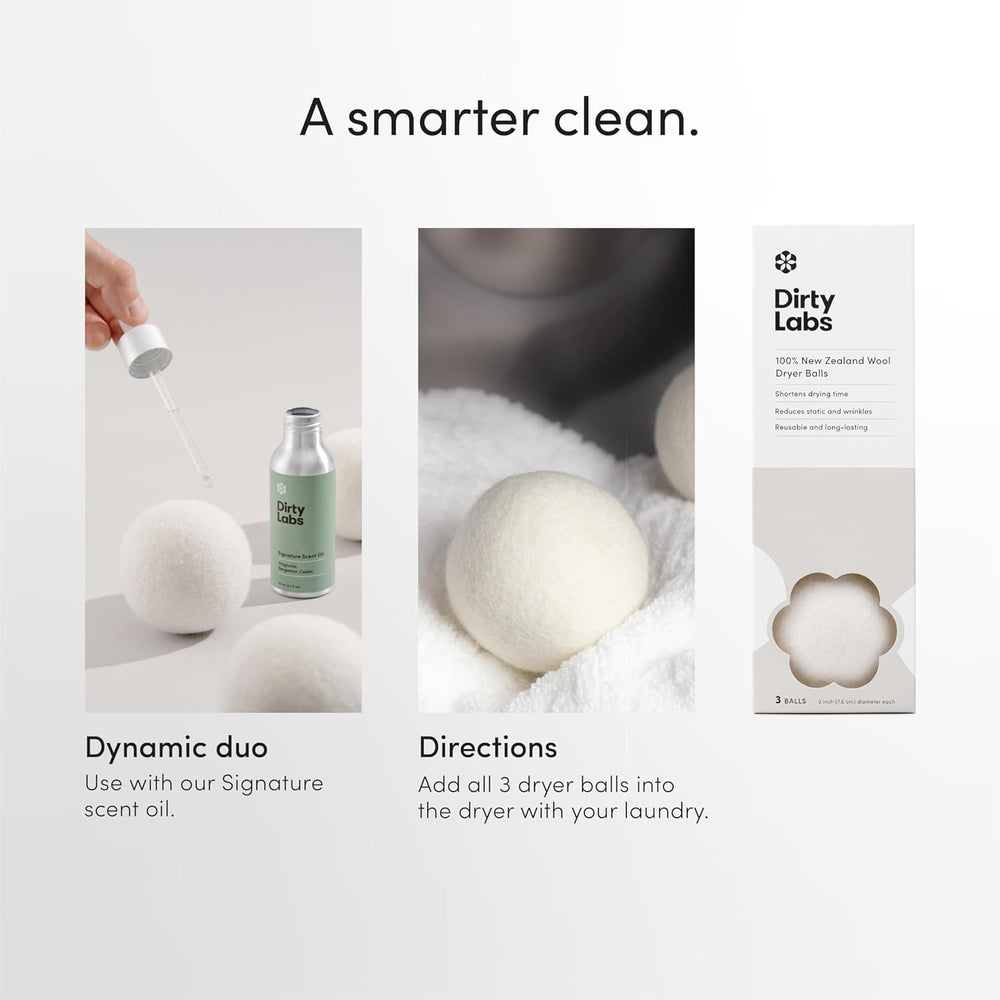 Dirty Labs bolas entre ropa de bebé cuidando piel sensible y telas