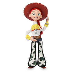 Disney Store Jessie primer plano del rostro y bordados, muestra calidad táctil