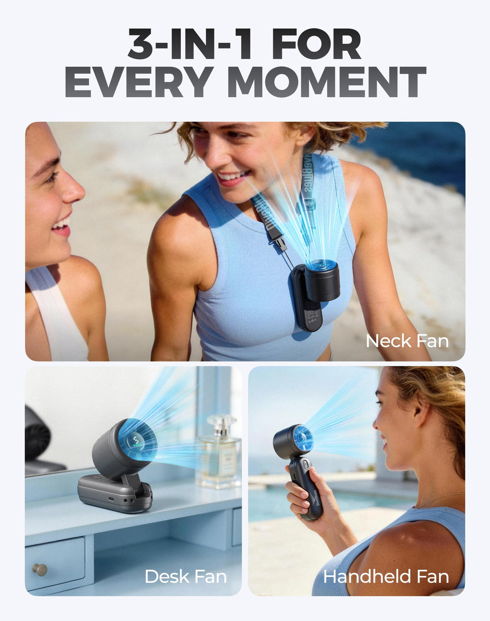 Diveblues ventilador plegado a 90 grados para uso manos libres