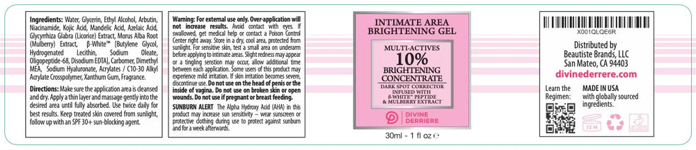 Divine Derriere product label close-up displaying key ingredients and clean formulation
