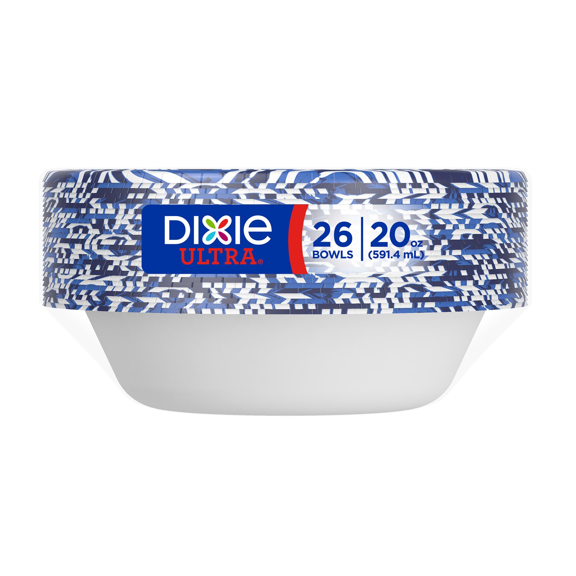 Dixie Ultra junto a utensilios para comparar tamaño de 20 oz