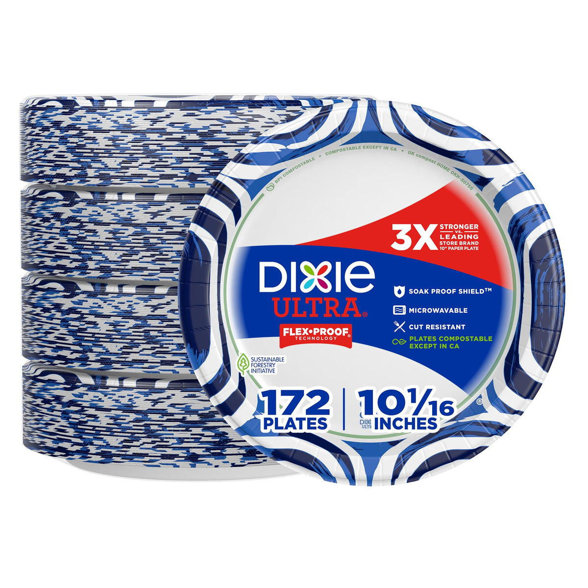 Dixie Ultra front packaging showing pack count and heavy-duty benefit