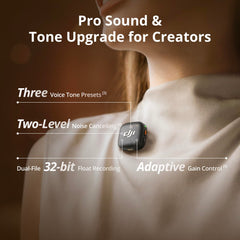 DJI Mic 3 receiver plugged into camera delivering direct, lossless audio for filming