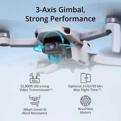 DJI Mini 4K flying over wide landscape showing long-range exploration