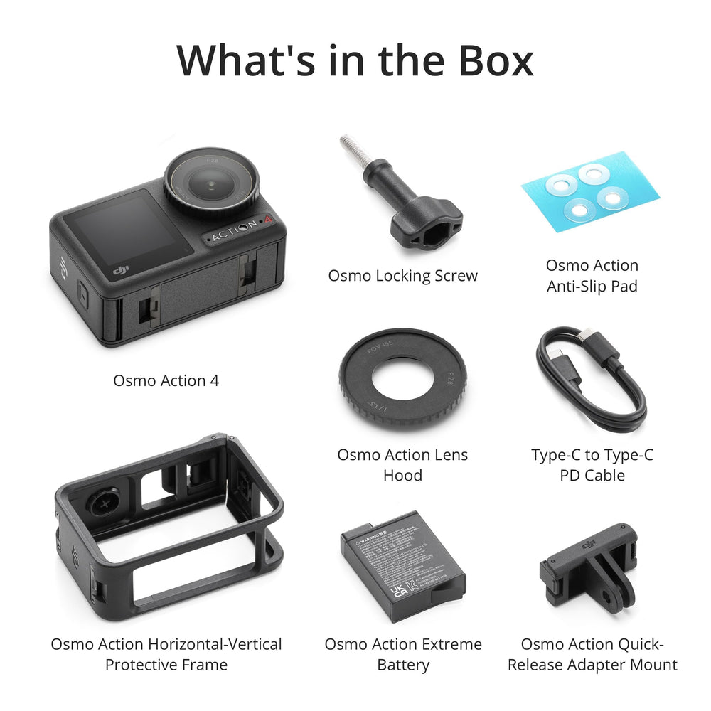 DJI Osmo Action 4 Essential Combo accessories neatly arranged for quick setup