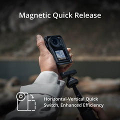 DJI Osmo Action 4 inside protective frame for secure vertical and horizontal mounts