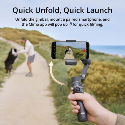 DJI Osmo Mobile 7P extension rod and tripod extended to capture wide angles