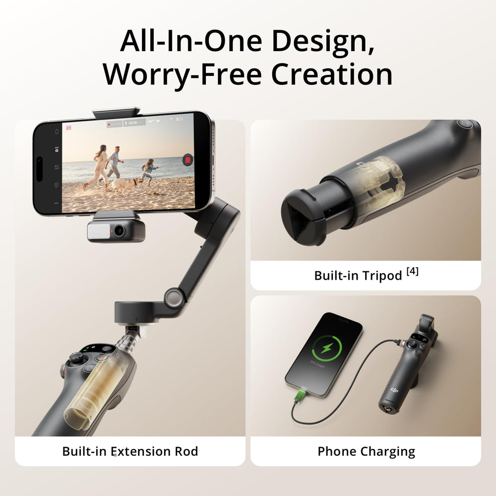 DJI Osmo Mobile 7P Infinity Black kit with Mic Mini TX for improved audio