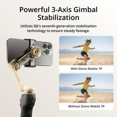 DJI Osmo Mobile 7P mounted phone with magnetic clamp for quick setup