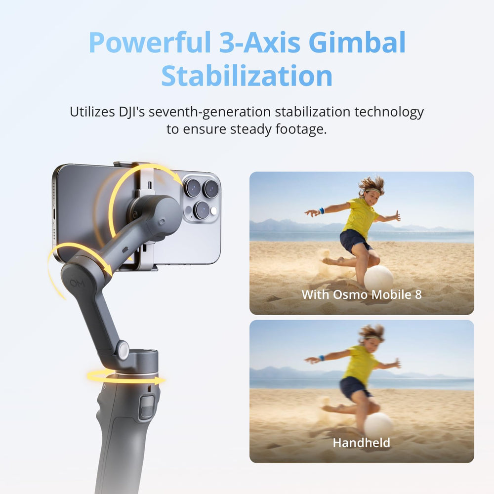 DJI Osmo Mobile 8 on tripod with phone for hands-free recording benefit