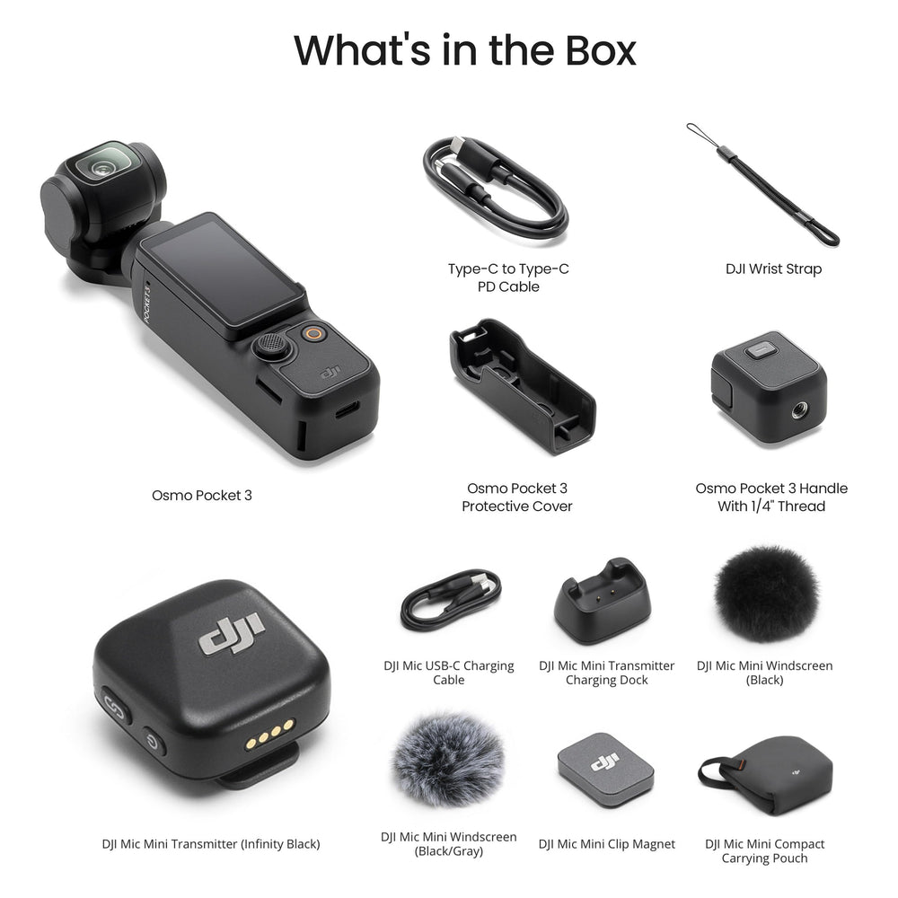 DJI Osmo Pocket 3 rotating 2-inch touchscreen visible, improves framing speed
