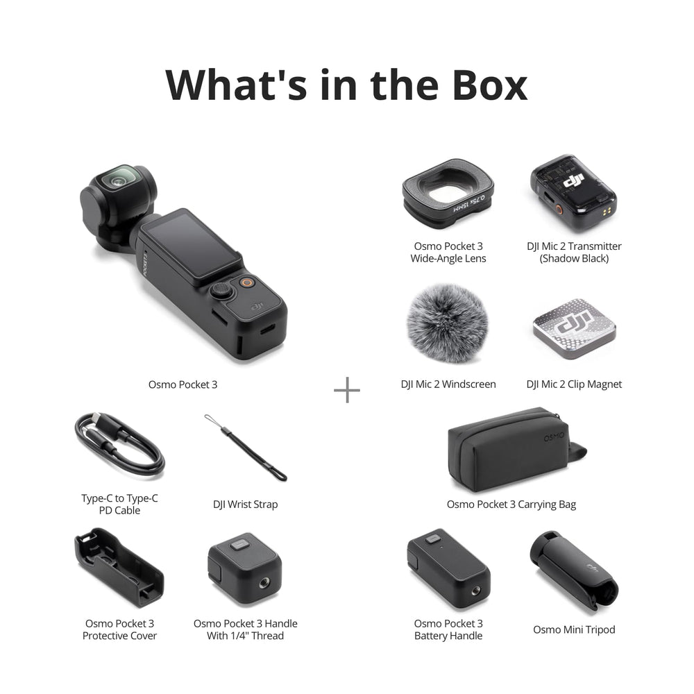 DJI Osmo Pocket 3 with carrying bag and accessories for portable creator kit benefit