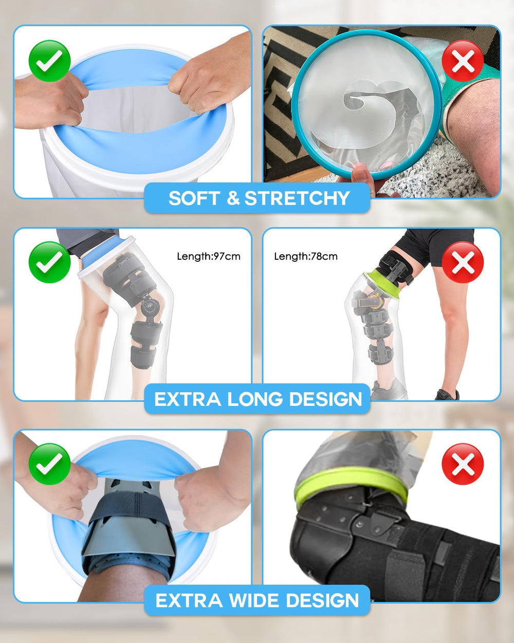 DNEOUXI funda colocada sobre bota médica para protección impermeable