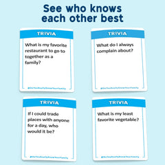 Do You Really Know Your Family detalle de textura de cartas resistente para muchas partidas