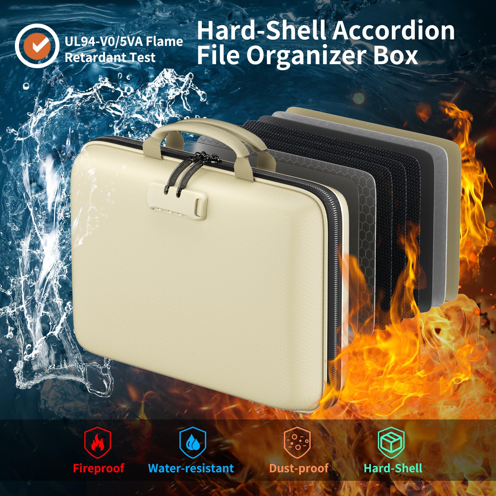 DocSafe material close-up showing heat-resistant texture and durable finish