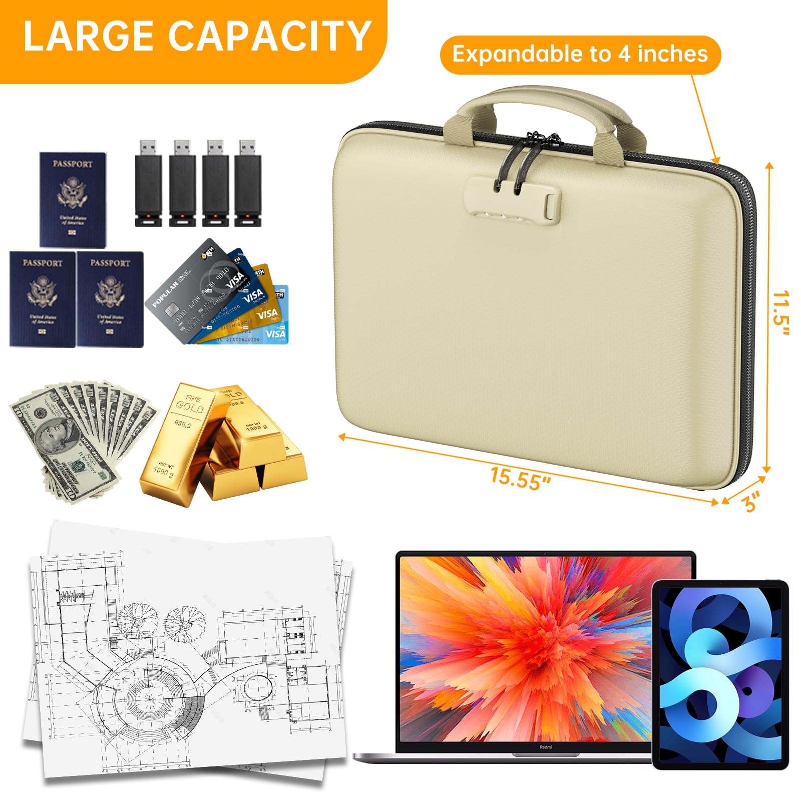 DocSafe padded main pocket holding a laptop for secure, shock-resistant storage