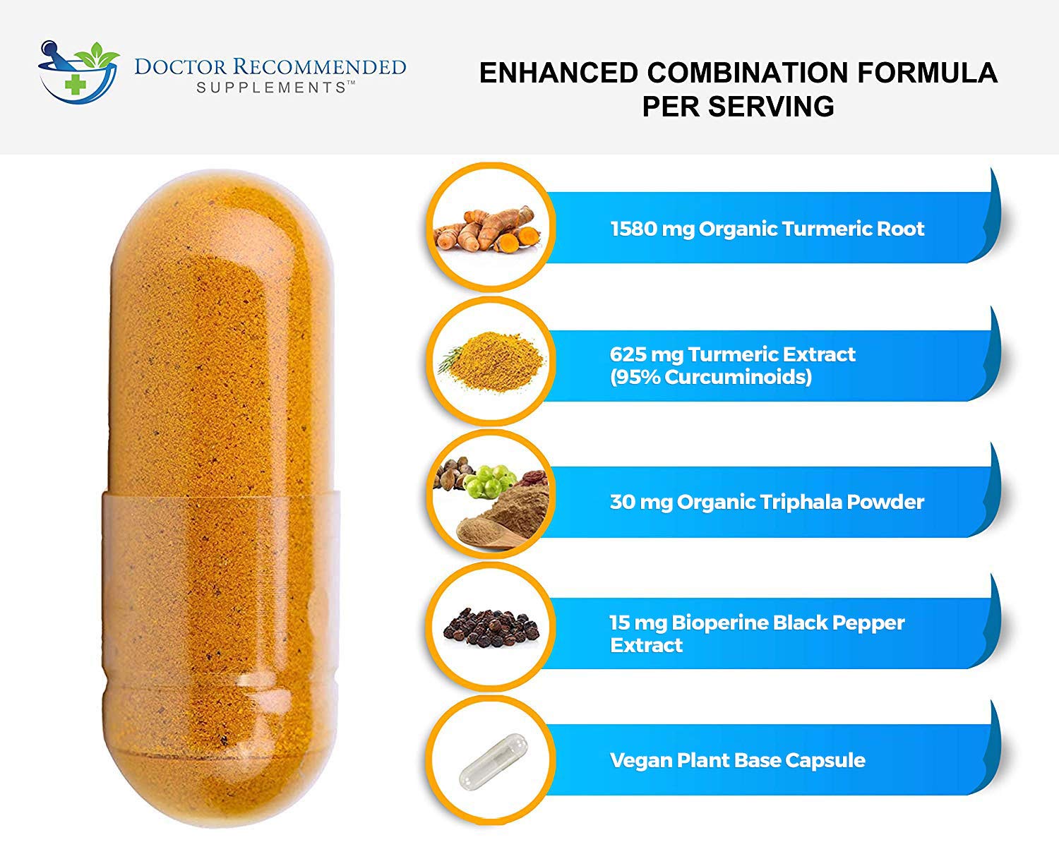 DOCTOR RECOMMENDED SUPPLEMENTS polvo de cúrcuma orgánico en primer plano