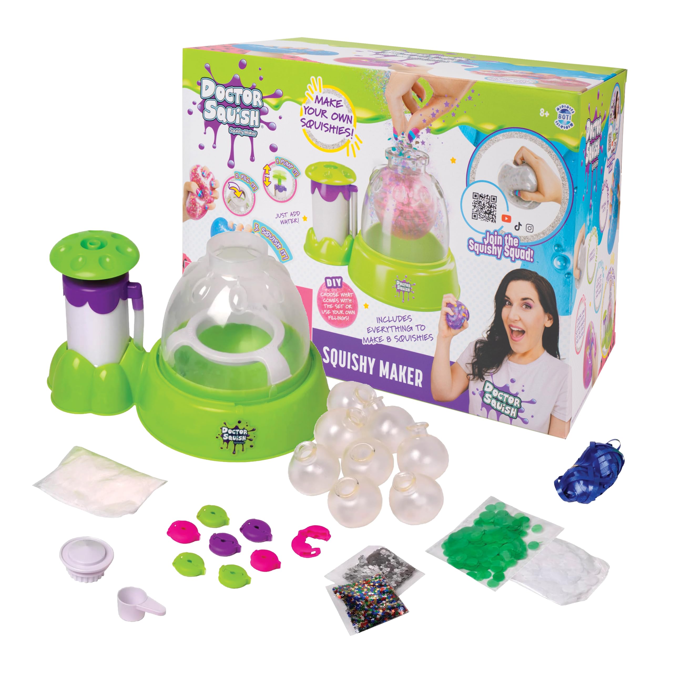 Doctor Squish estación frontal mostrando kit completo y beneficio de orden