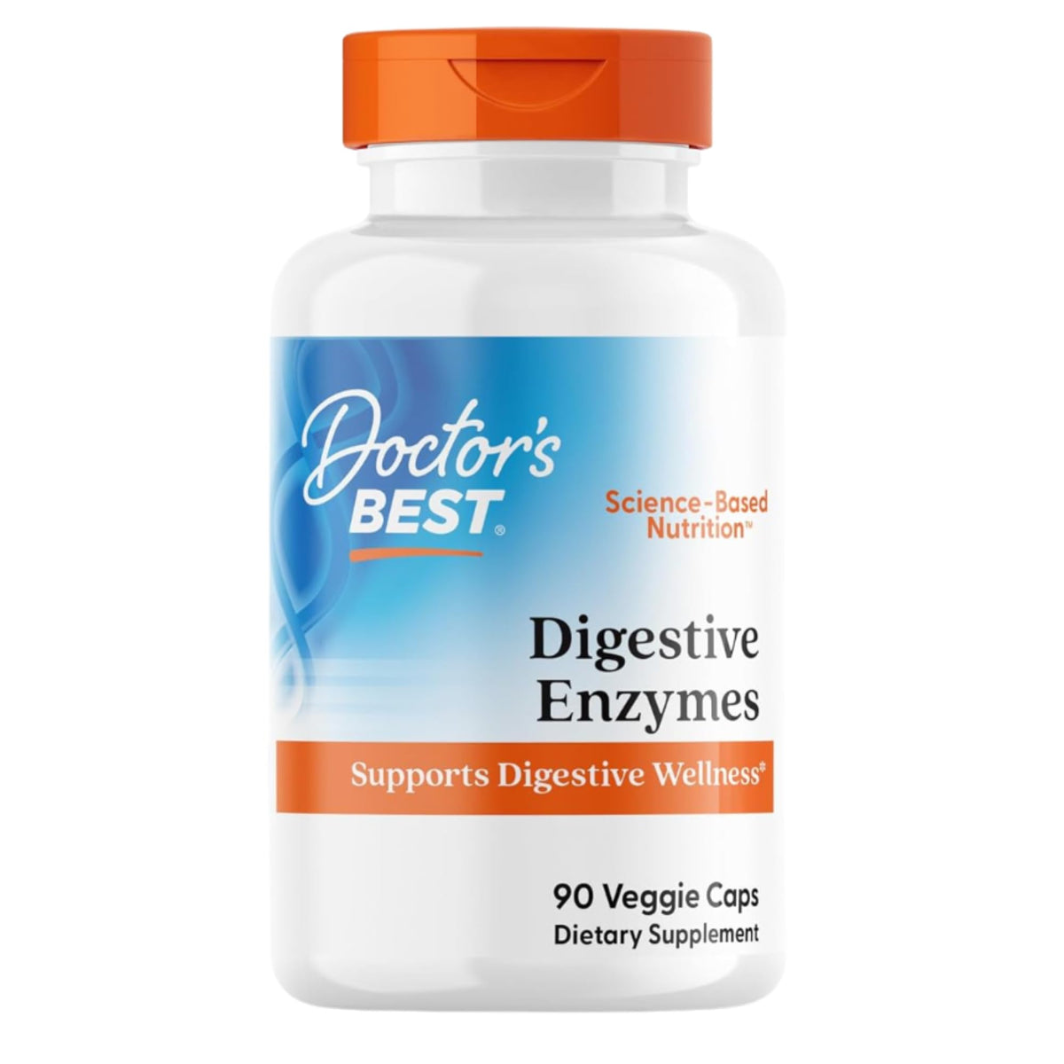 Doctor's Best envase frontal mostrando 90 cápsulas y beneficios de digestión