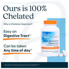 Doctor's BEST etiqueta con ingredientes que resalta forma quelada y pureza