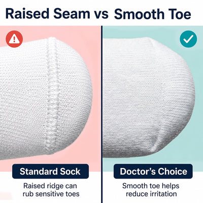 Doctor's Choice mano sosteniendo el calcetín para mostrar tamaño y elasticidad