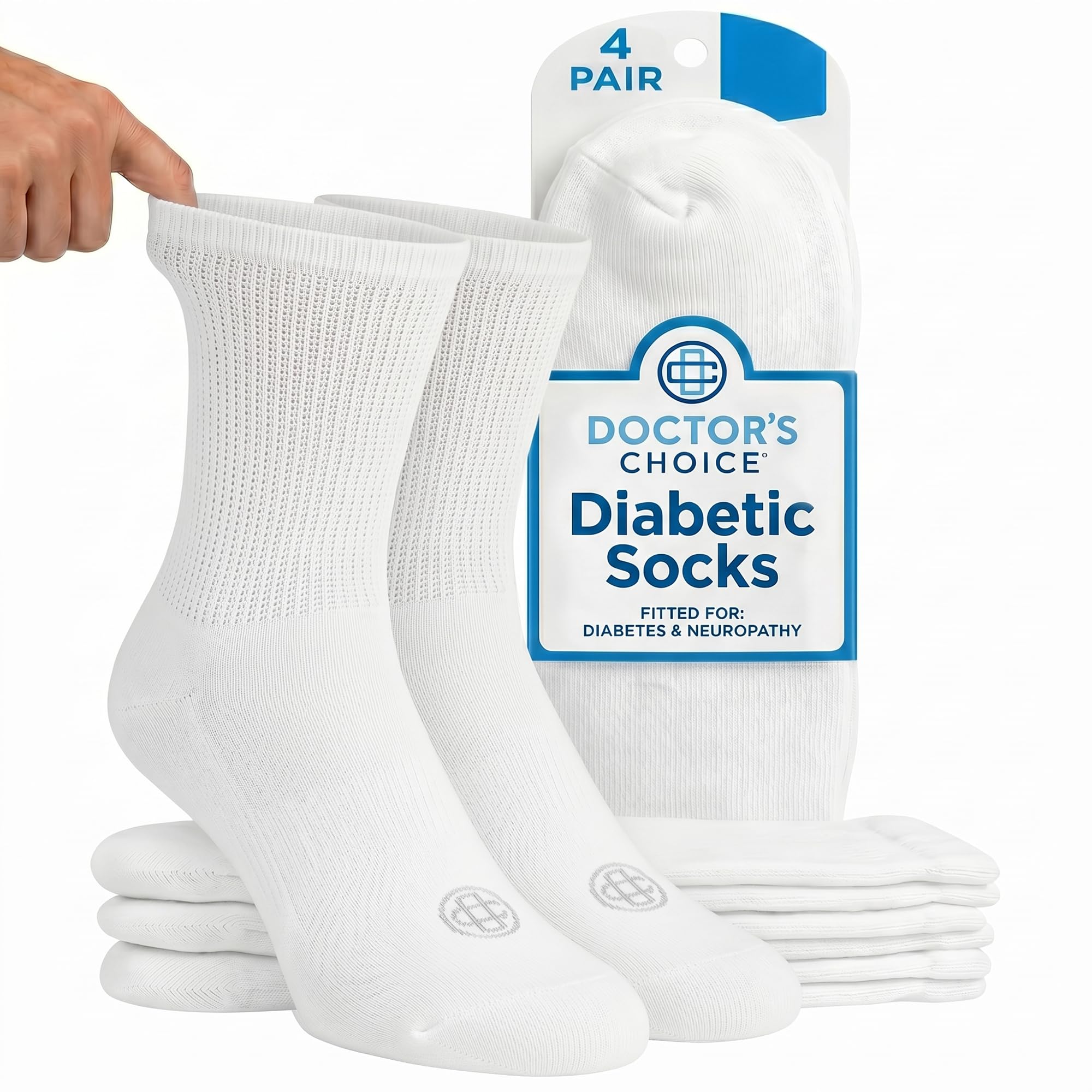 Doctor's Choice frente del paquete mostrando 4 pares y talla X-Large