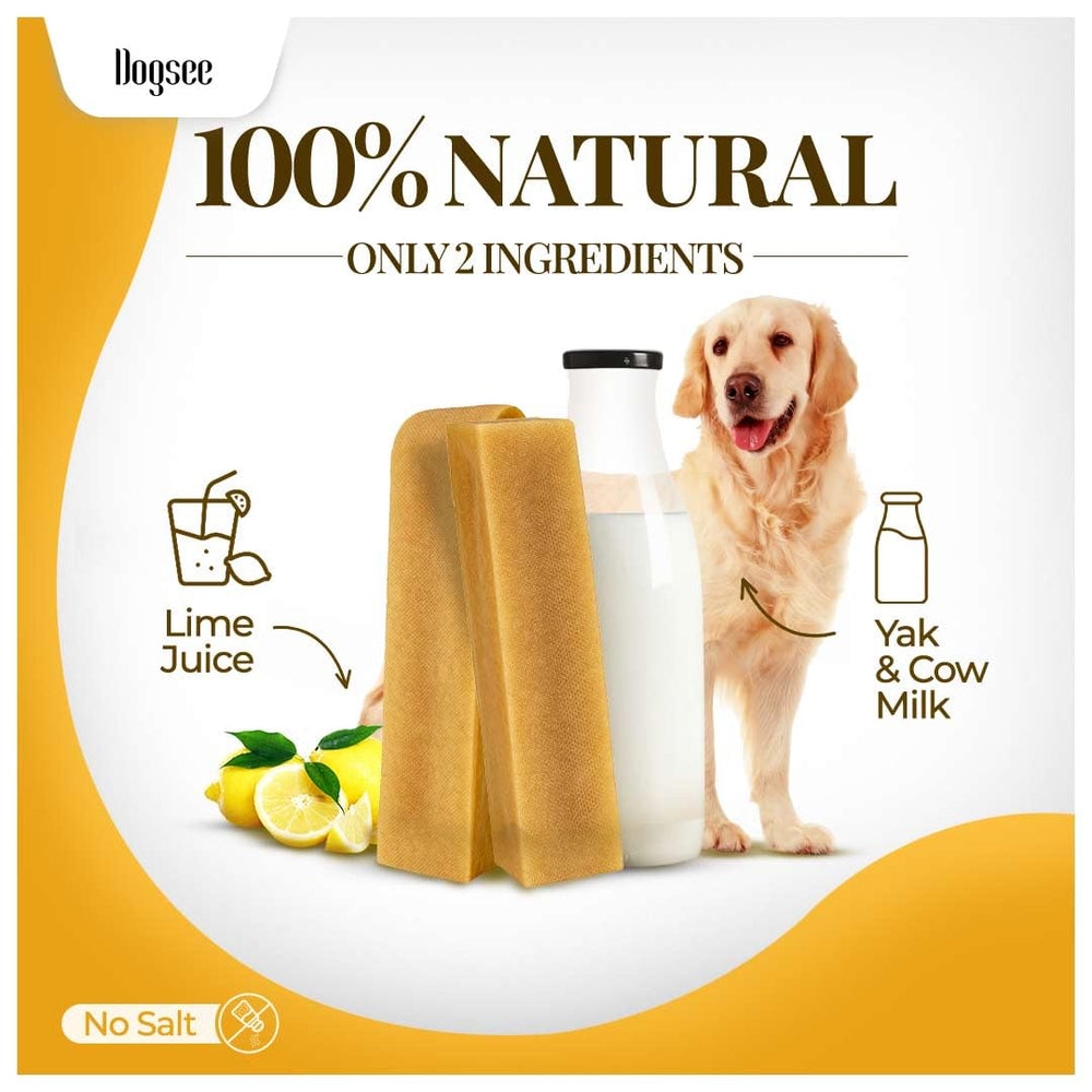 Yak chew Dogsee en mano para comparar tamaño ideal para perros medianos