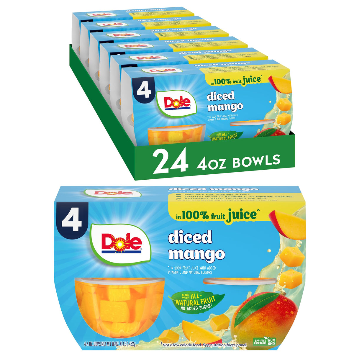 Dole empaque frontal mostrando pack de 24, conveniencia inmediata