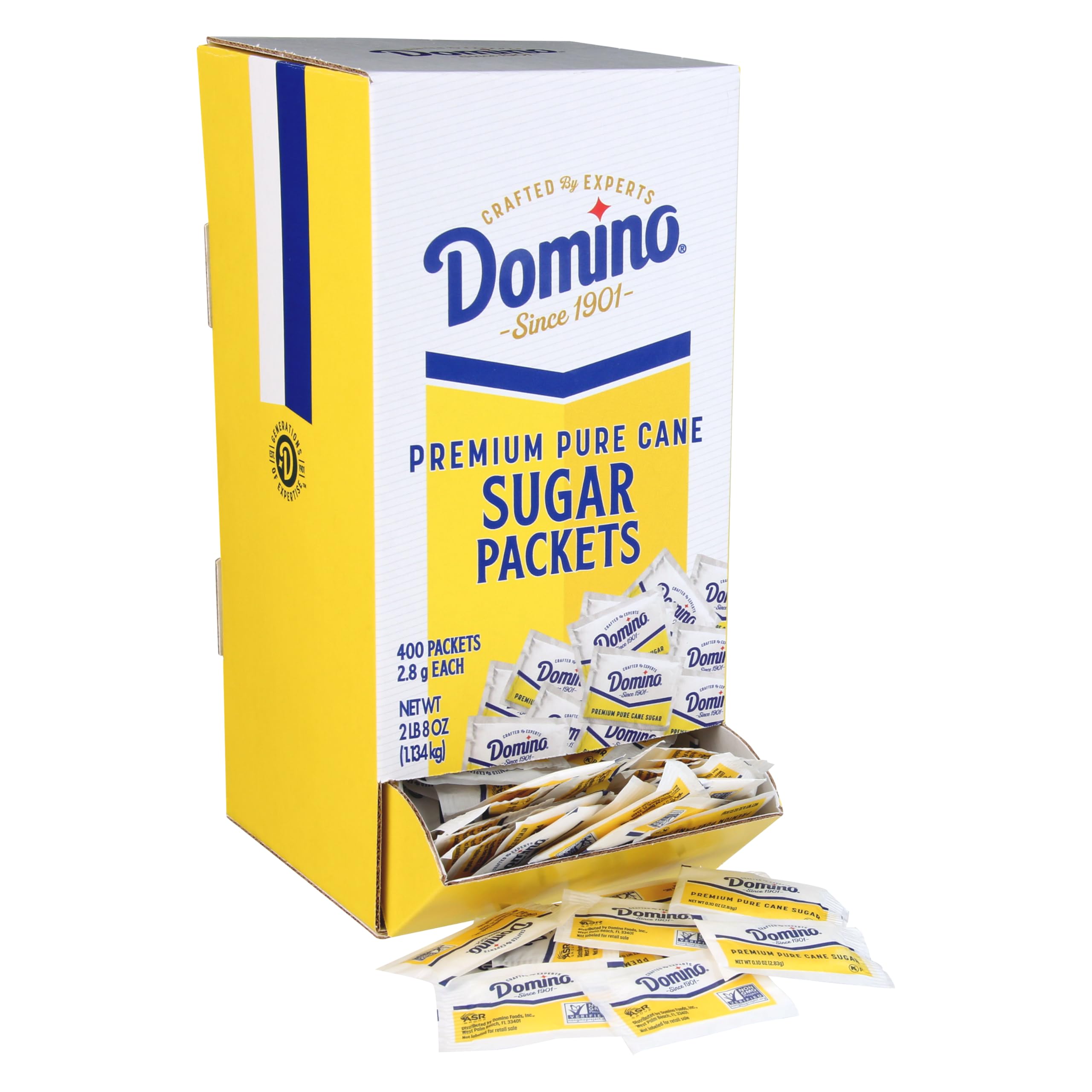Domino caja dispensadora de 400 sobres visible y apilada, facilidad de reposición