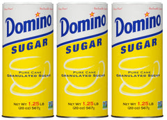 Domino front packaging showing 20 oz canister and product branding for convenience