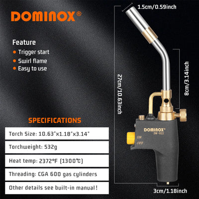 DOMINOX torch brazing copper demonstrating professional heating performance benefit