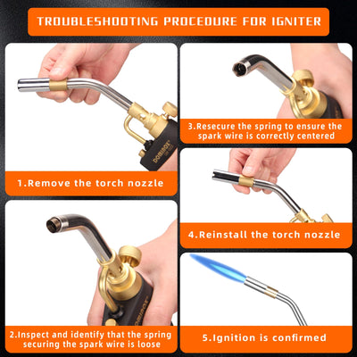 DOMINOX nozzle and active flame detail showing concentrated heat benefit