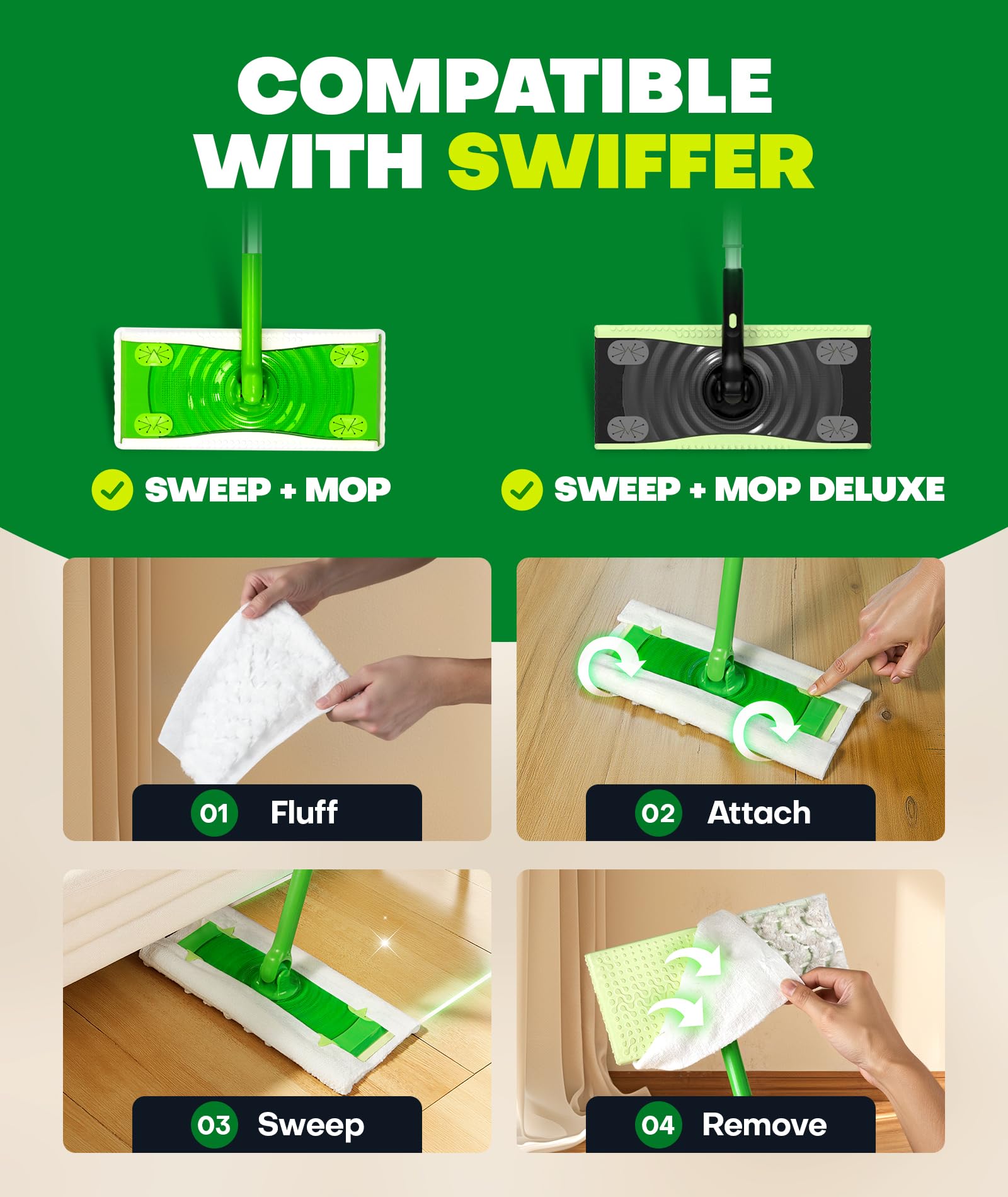 Domudy detalle de la sujeción al cabezal compatible con Swiffer
