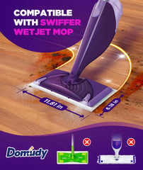 Domudy pad attached to Wet Jet being used in kitchen for quick, streak-free cleaning