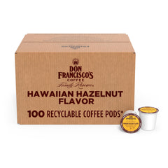 Don Francisco's caja frontal Hawaiian Hazelnut mostrando diseño y cantidad 100ct, conveniencia visible