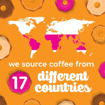 Donut Café coffee pouring into cup illustrating fresh brewed enjoyment benefit
