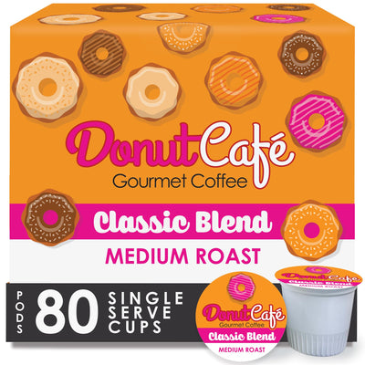 Donut Café box front showing 80 count and smooth classic flavor benefit