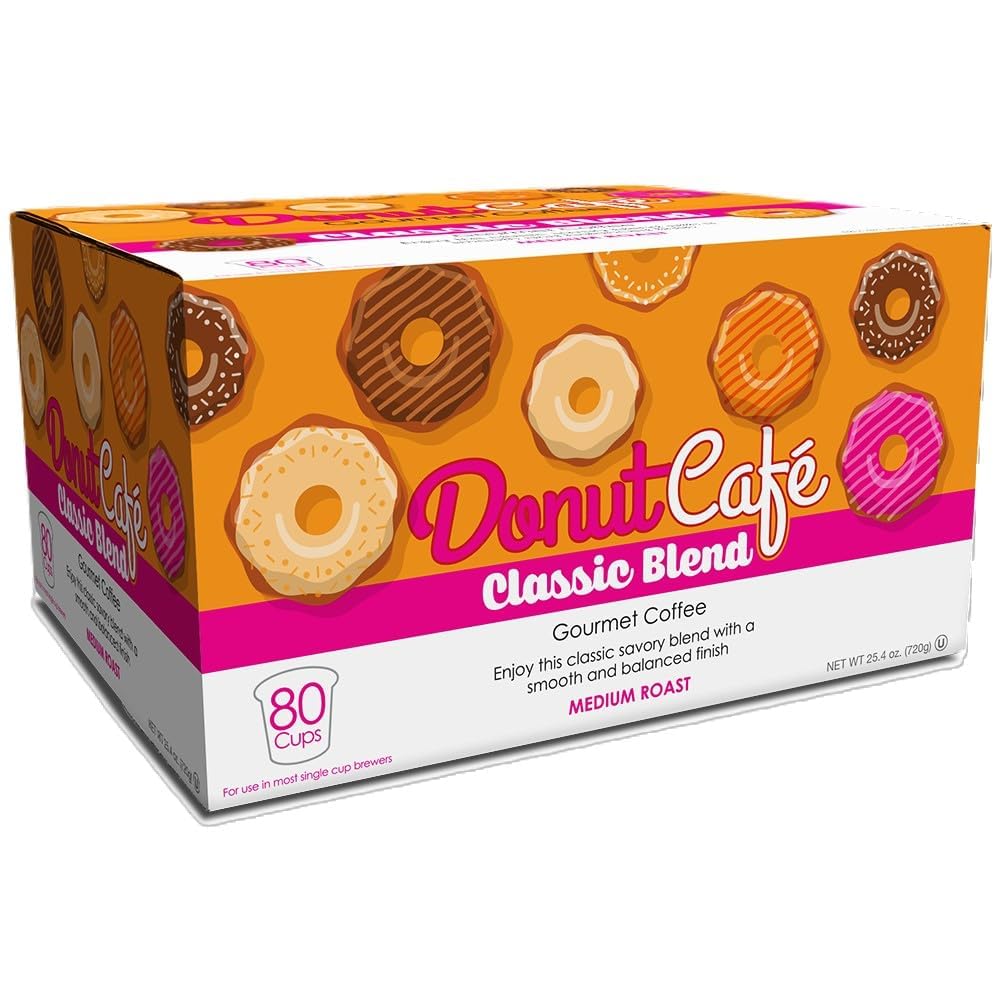 Donut Café K‑Cup top closeup highlighting easy‑brew convenience benefit