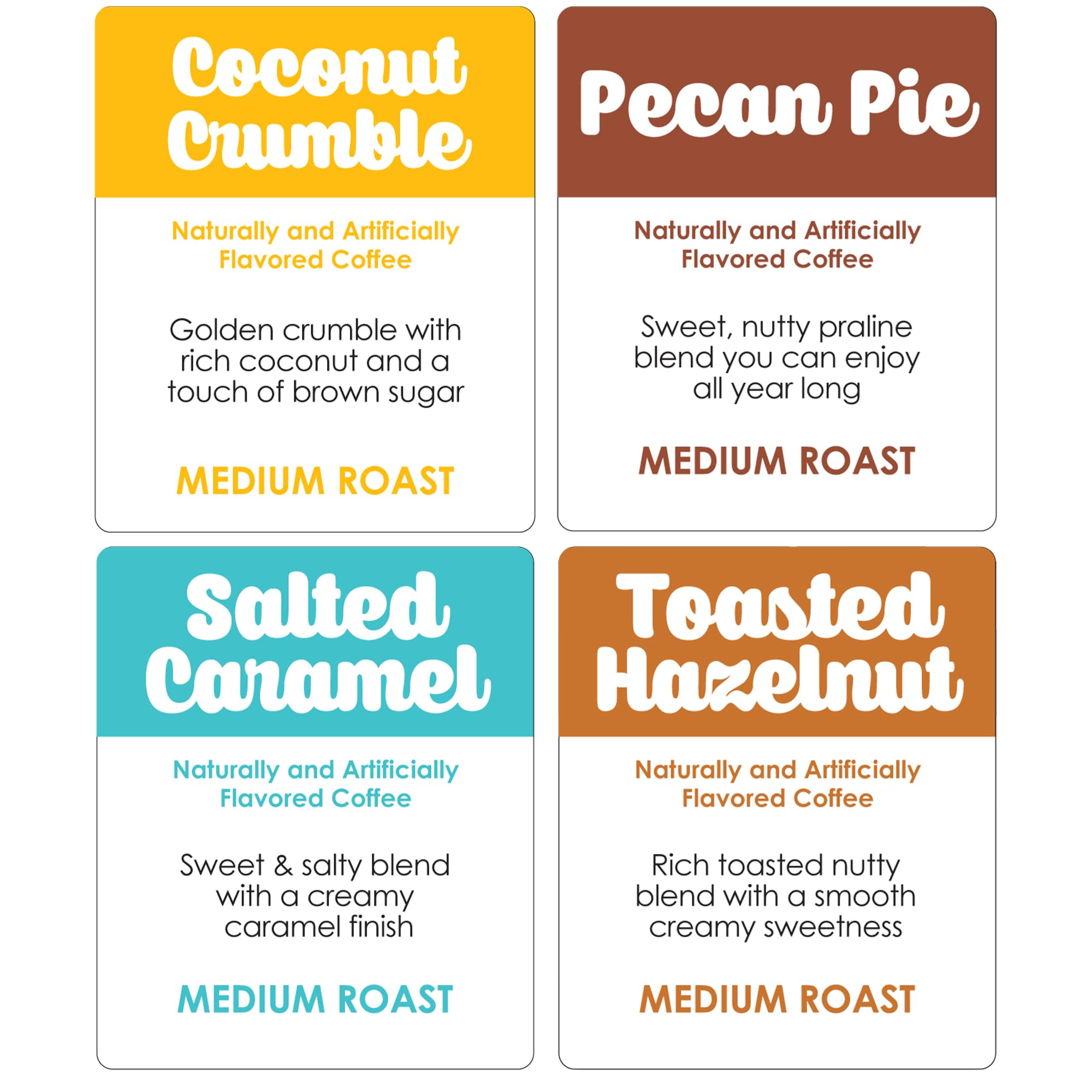 Donut Café label detail highlighting medium roast and flavor names